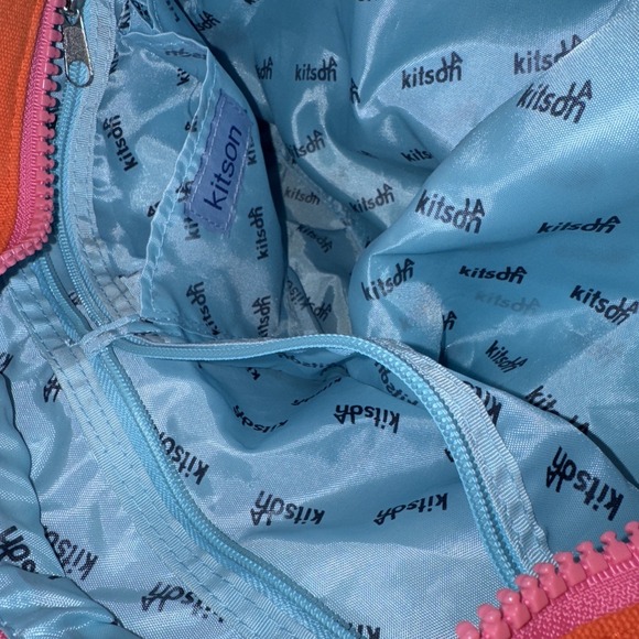 Kitson Tote Bag ZipHandbag LA Neon Pink‎ Orange Canvas Lined 16x7x12 Drop 8" - Picture 9 of 12